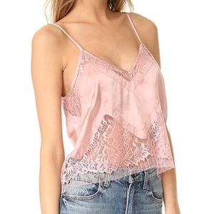 Michelle Mason Lace Inset Cami Blush